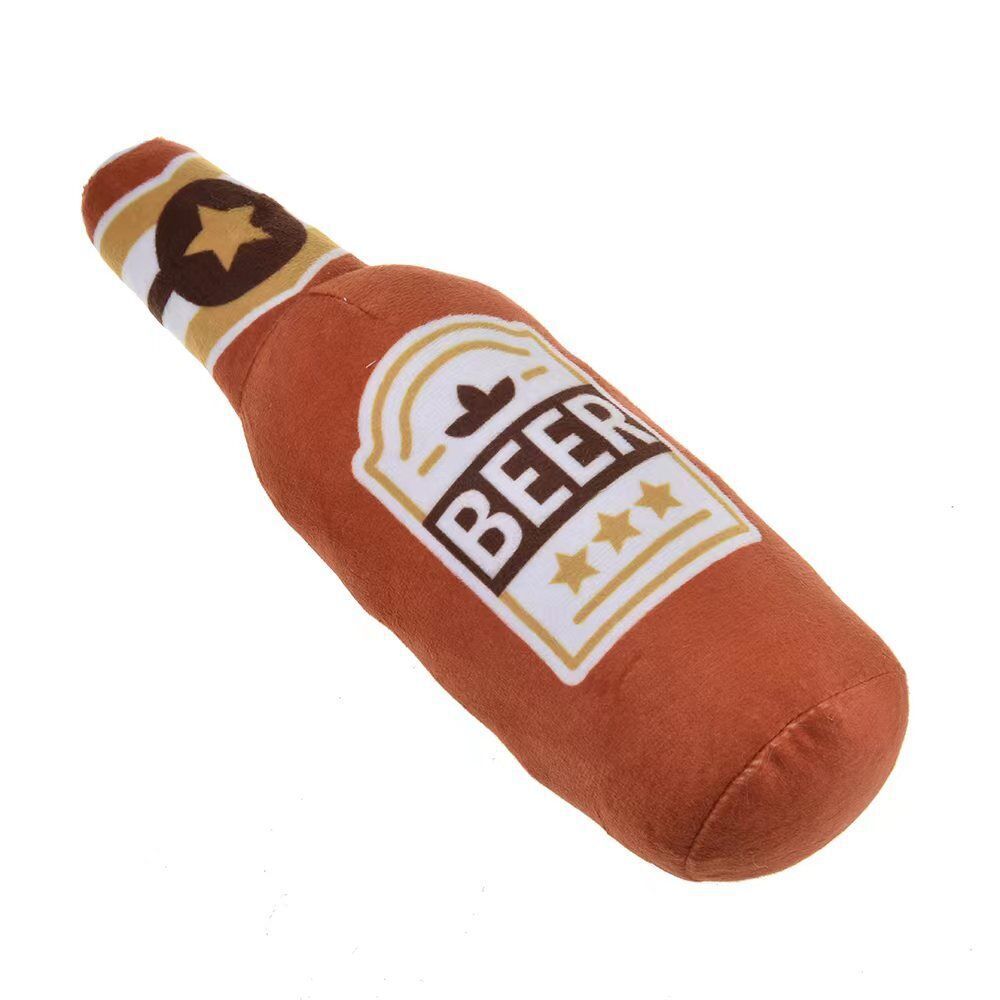 Squeaky Printed Beer Bottle Shape Toy